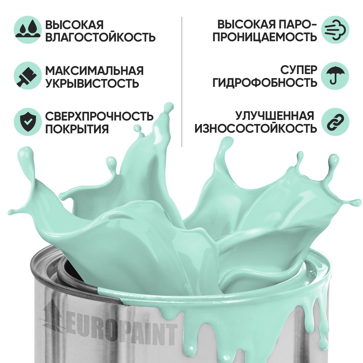 Краска резиновая эластичная  для наружных и внутренних работ, аквамарин