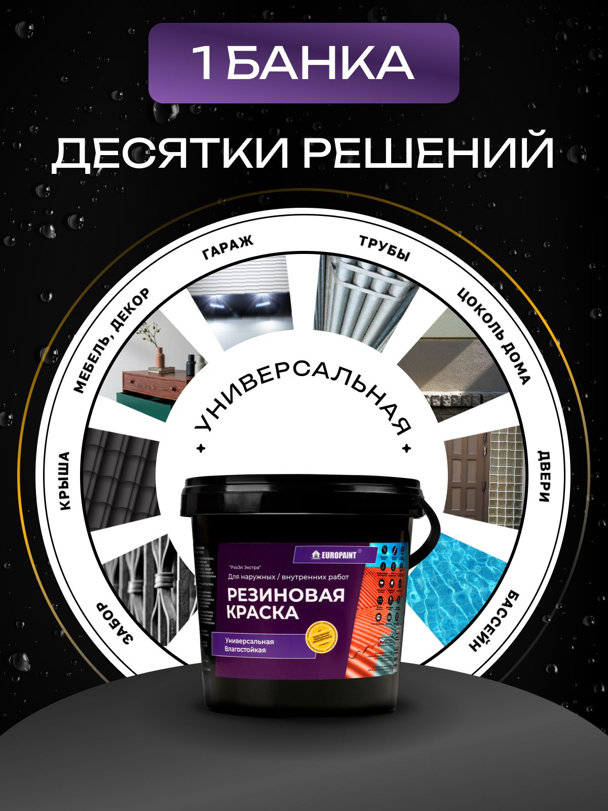 Краска резиновая эластичная  для наружных и внутренних работ, лагуна